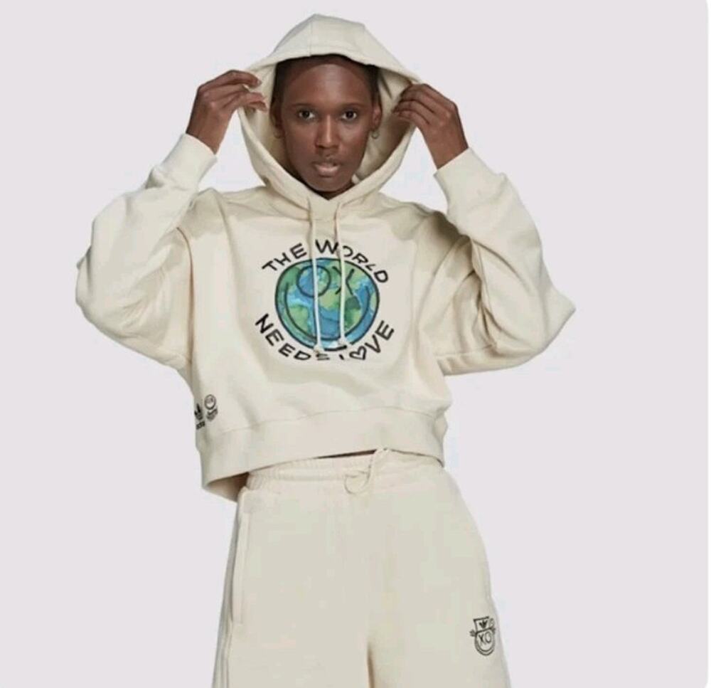 Adidas Andre Saraiva "The World Needs Love" Collab Organic Cotton Crop Cream...